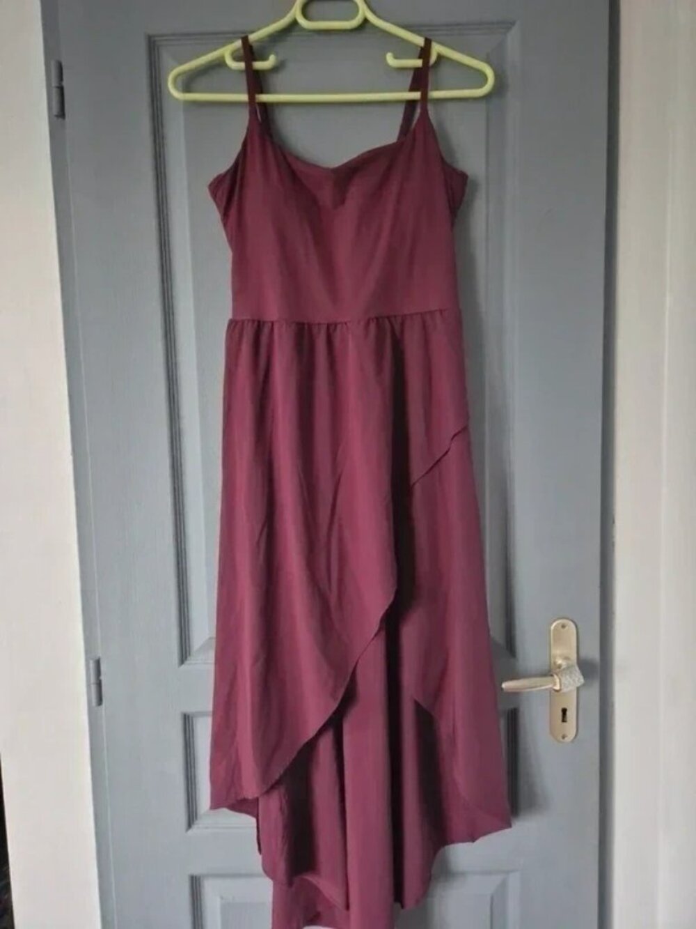 Burgundy Asymmetrical Midi Dress M